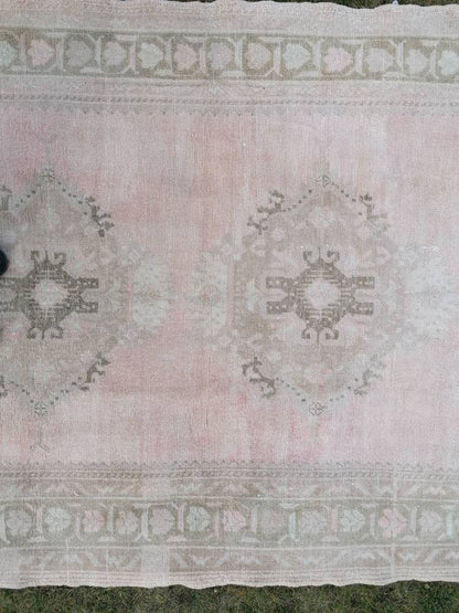 Muted vintage runner, oushak runner wool runner 5'2x12 handmade hallway runner, kitchen vintage anatolian rug
