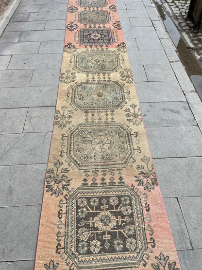 Muted Vintage Staircase Runner Rug 2.5 x 27 Extra Long TURKISH Runner Rug Vintage Runner Rug Distressed Runner Rug  Runner Handmade Runner