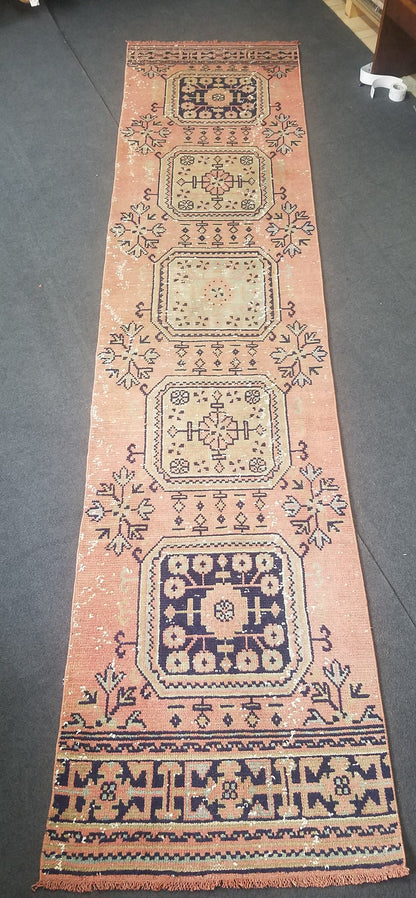 Wool runner rug 2'9x11'6 vintagevintage oushak runner rug unique hand made rug kitchen runner rug