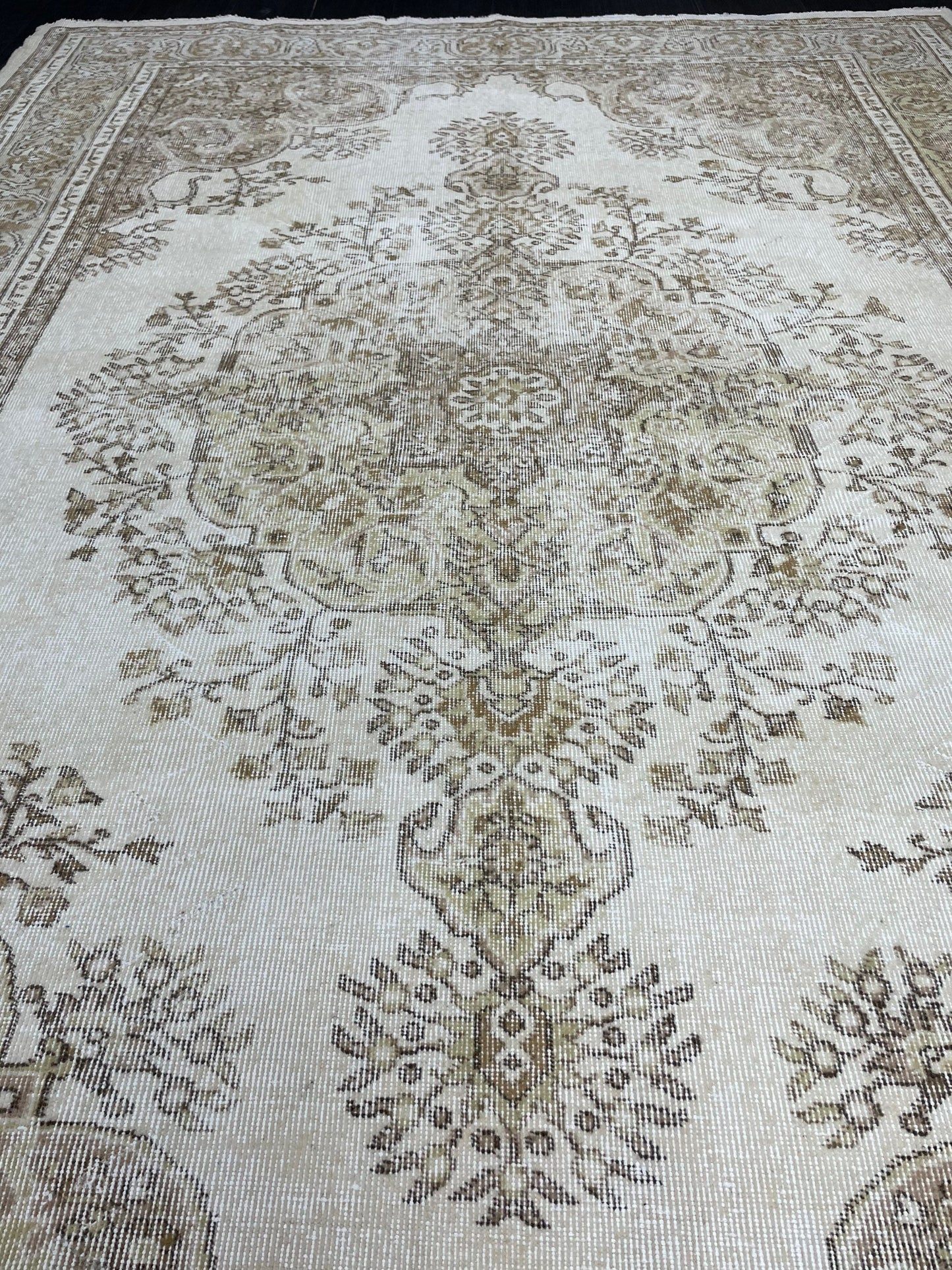 Vintage RUG 7.2 x 10 Antique Rug Vintage Wool  Oriental Rug Handmade Rug Hand Knotted  Rug NATURAL Wool Rug Turkish Rug