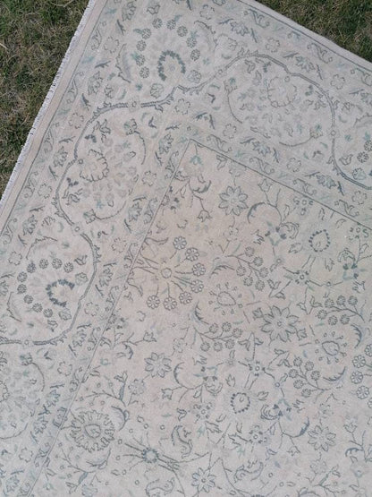 6'6x9'6 large morracon wool rug, oushak hand made rug,muted bohemian rug, living room rug