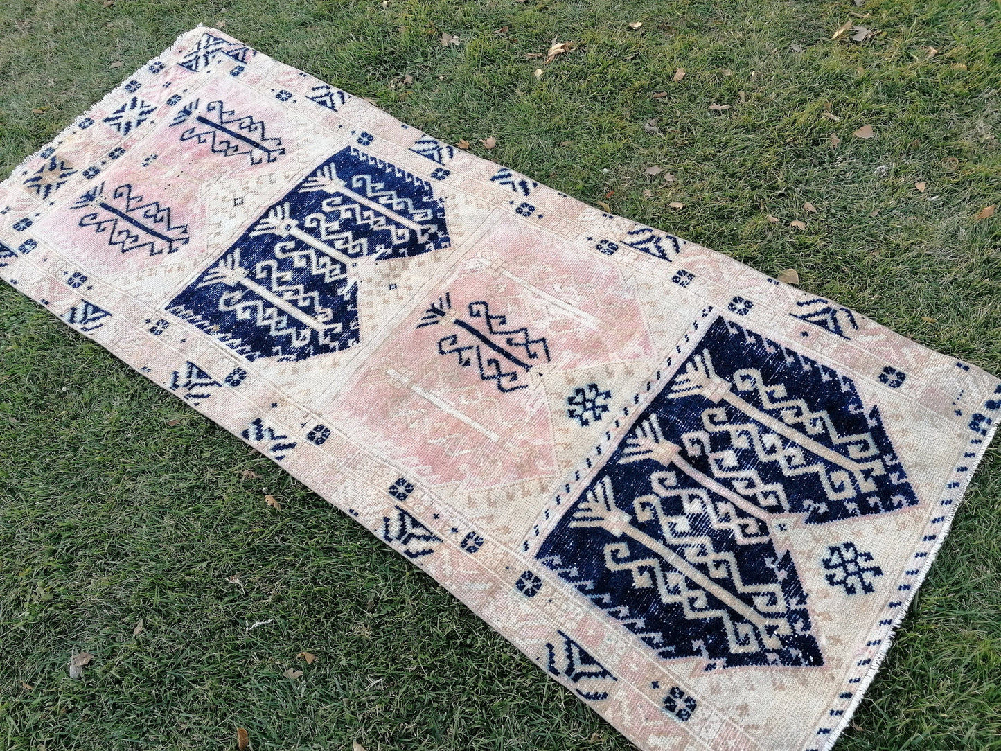 Oushak vintage rug vintage hand made rug 3'2x8'2 living room rug, area rug