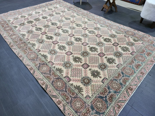 Antique Fine Knotted Rug, 5.3 x 8.2 Vintage Rug, Turkish Wool Rug, Oushak Rug Fine Rug, Hand Knotted Rug, Persian Rug, Handmade Rug