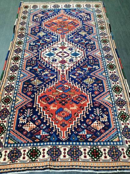 Vintage Rug, Oriental Handmade Rug, 3.6 x 6.2 Oushak Rug, Rustic Rug, Fun Vintage Turkish Rug, Persian Rug,Soft Wool Rug, Traditional Rugs