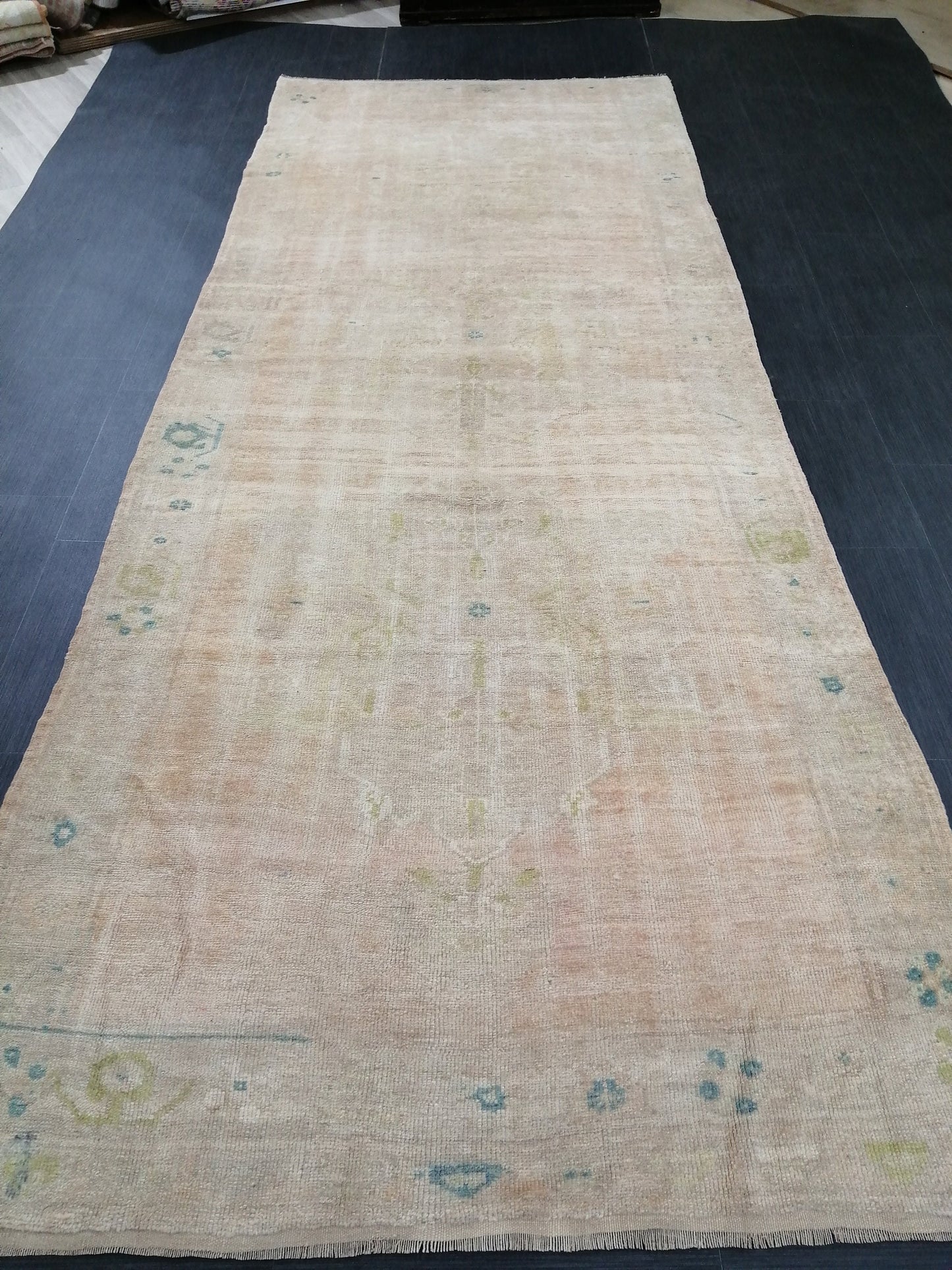 4.6 x 11.5 Muted Wool Runner Rug  Muted Oushak Runner Rug Turkish Runner Rug Vintage Runner Rug Hallway Runner Rug Kitchen Runner Rug