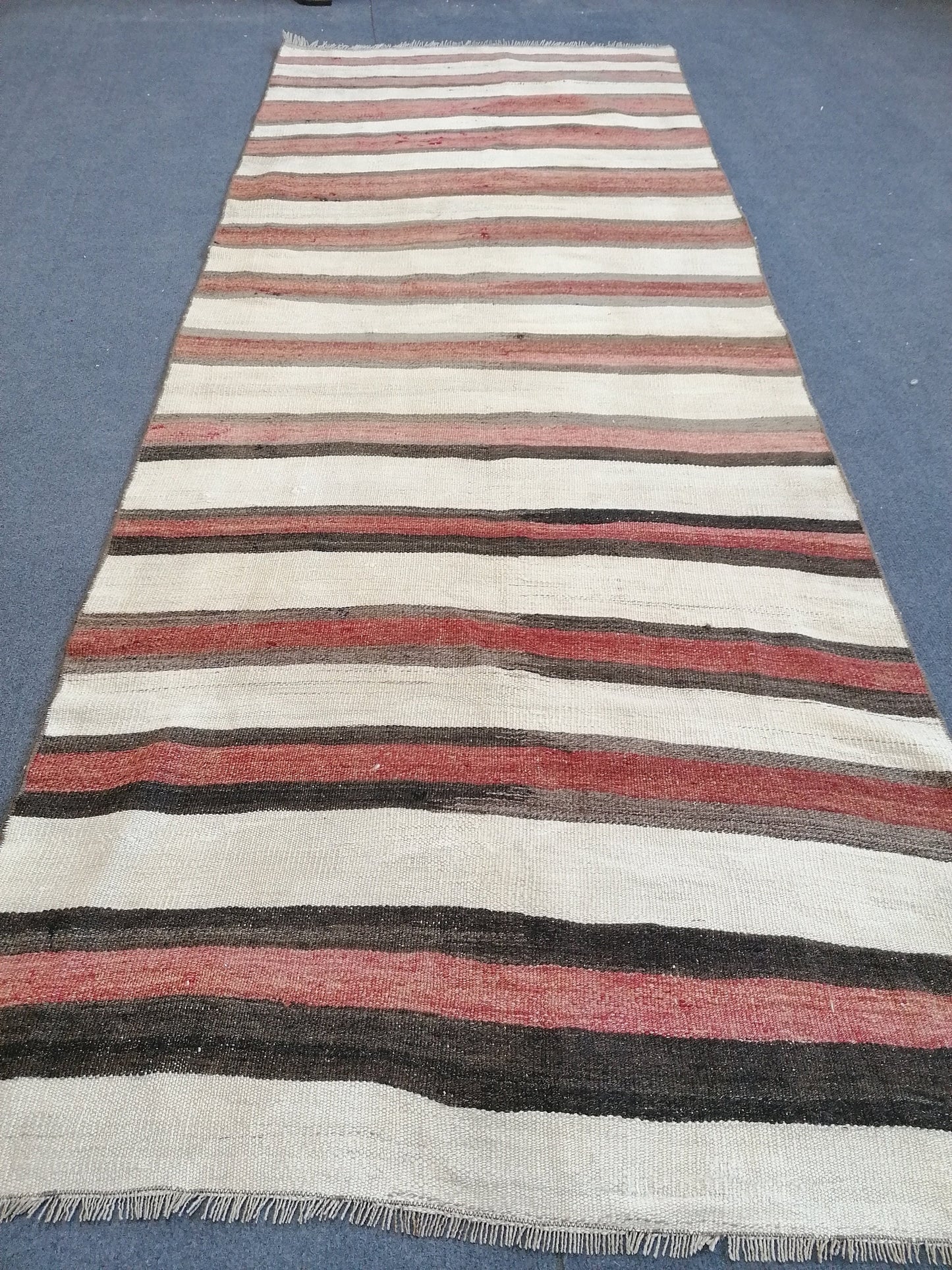 3 x 8 Vintage rug , flat woven kilim runner rug with embroidery rug, oriental carpet, vintage kilim rug wool