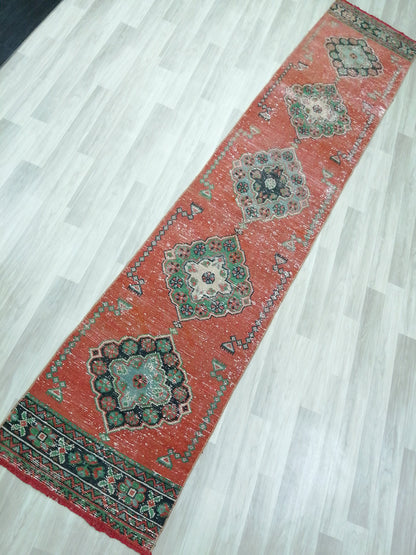 11.6 X 2.4 Oushak Runner Rug Turkish Runner Rug Vintage Runner Rug Hallway Runner Rug Kitchen Runner Rug Wool Runner Rug Wool Oushak Rug