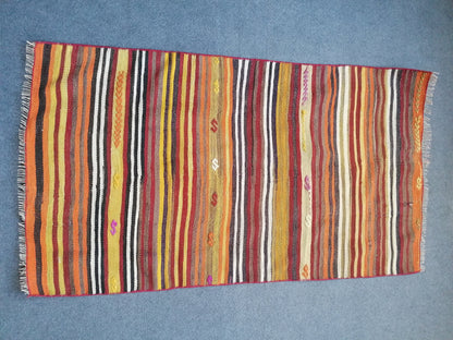 4'2x2'4 flat woven rugs, hand made flatweave rug, oushak rug, rustic rug, bohemian rug, rug runner, turkish rug, farmhouse rug, vintage rug