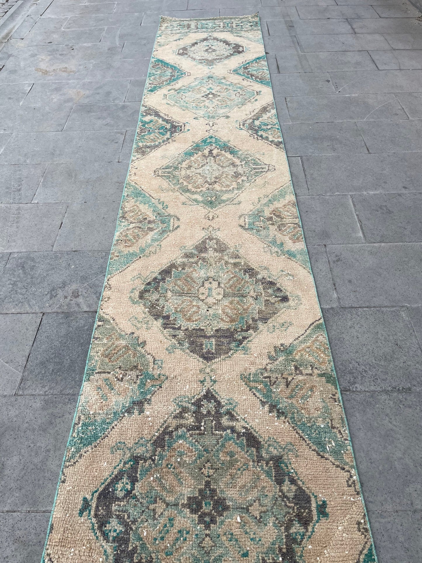 Wool Extra Long Turkish Runner Rug Very Long Oushak Runner 2.5 x 20.2 ft Rug Vintage Runner Rug, XL Oriental Runner Rug Staircase Runner rug