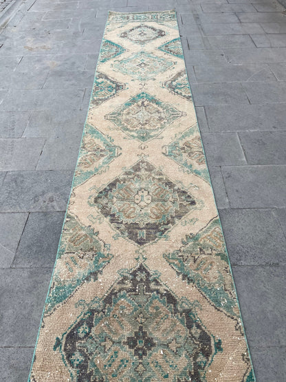 Wool Extra Long Turkish Runner Rug Very Long Oushak Runner 2.5 x 20.2 ft Rug Vintage Runner Rug, XL Oriental Runner Rug Staircase Runner rug