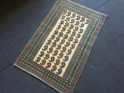 3x4 feet small turkish rug, handmade small kitchen area rug, green small hallway middle rug, vintage blue bedroom rug,bathroom wool mini rug