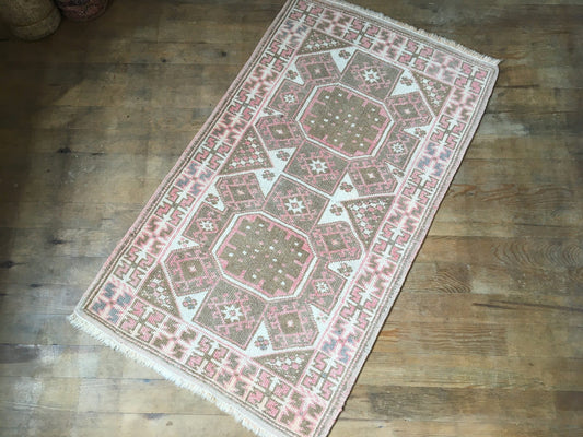 3x4 feet turkish area rug, anatolian handmade wool rug, vintage oushak natural large rug, living room floor large rug,bedroom wool brown rug