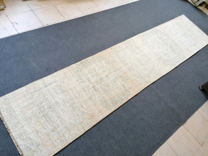 11x2'5  distressed runner rug turkish runner rug muted vintage runner rug faded hallway runner rug kitchen runner rug wool runner rug