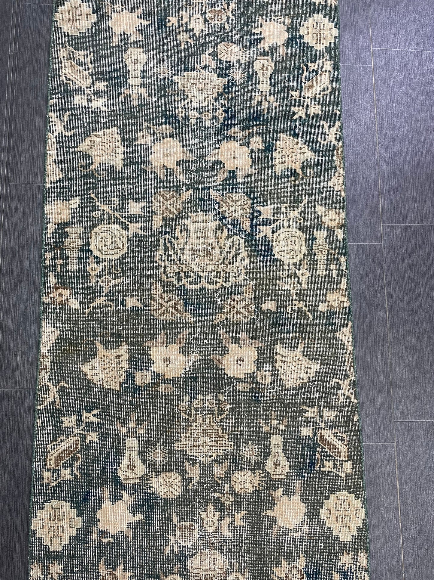 Vintage Runner Rug 2.5 x 7 Turkish Runner Rug Varigated  Brown Vintage Runner Rug Hallway Runner Rug Kitchen Runner Rug Wool Runner