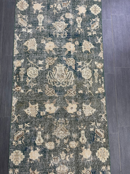 Vintage Runner Rug 2.5 x 7 Turkish Runner Rug Varigated  Brown Vintage Runner Rug Hallway Runner Rug Kitchen Runner Rug Wool Runner