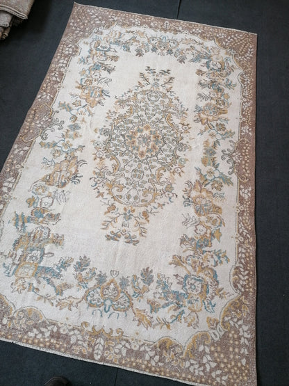 Large oushak rug, turkish oushak rug, vintage rug 10x6 feet vintage oushak rug, unique hand made rug, kitchen rug bohemian rug