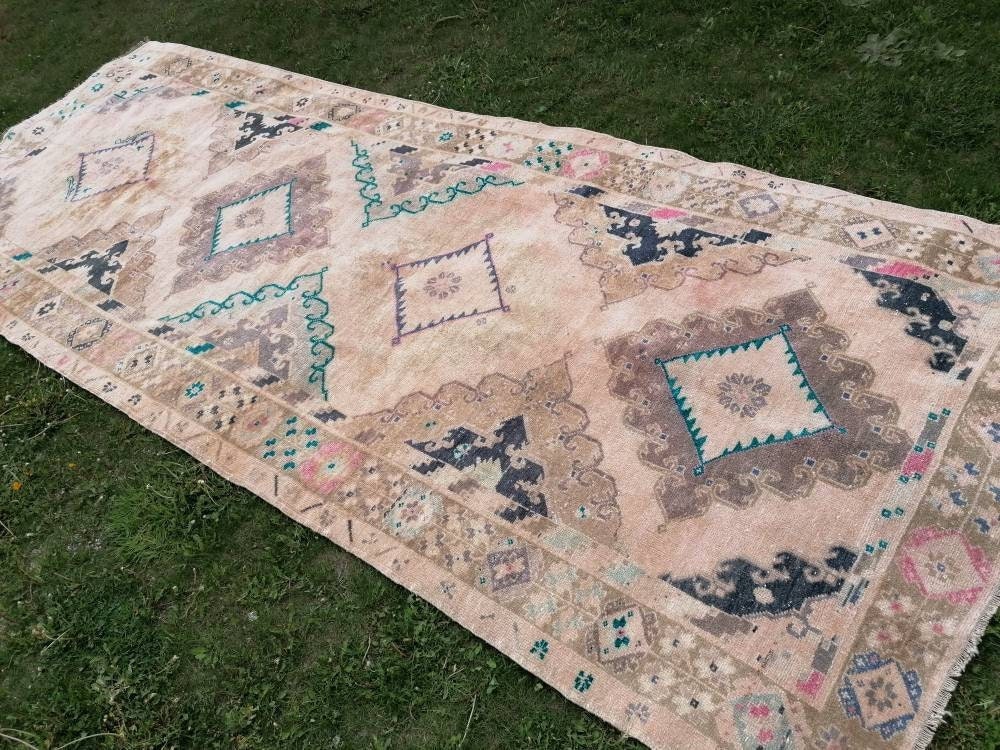 5x13 vintage runner rug, unique hand made wool runner rug, kitchen runner rug, hallway runner rug