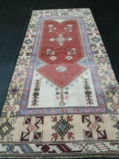 3 x 6.9 Oriental Runner Rug Muted Turkish Runner Rug Short Vintage Runner Rug Hallway Runner Rug Muted Runner Rug Wool Runner