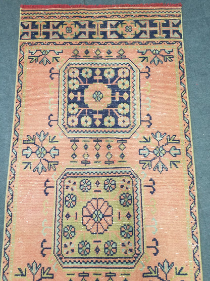 Oushak turkish runner rug, vintage rug, vintage oushak runner rug, vintage anatolian rug,unique hand made rug,kitchen runner rug 11'10x3' ft