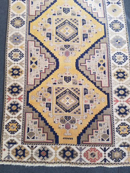 3x12 vintage handmade wool runner, oushak runner, hallway runner rug, kitchen runner