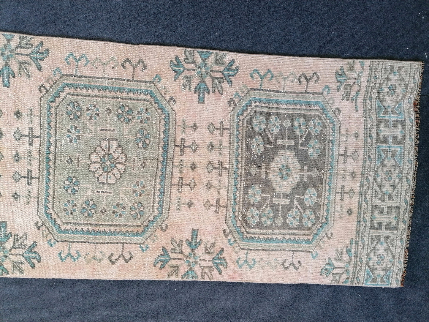 2.6 x 10.8 turkish runner rug, vintage oushak runner rug ,kitchen runner rug, hallway runner rug
