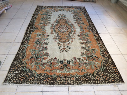 Turkish Oushak Rug Large Area Oushak Rug Pastel Colors Rug Hand Made Oushak Rug Distressed Colors Rug Earth Tones Rugs