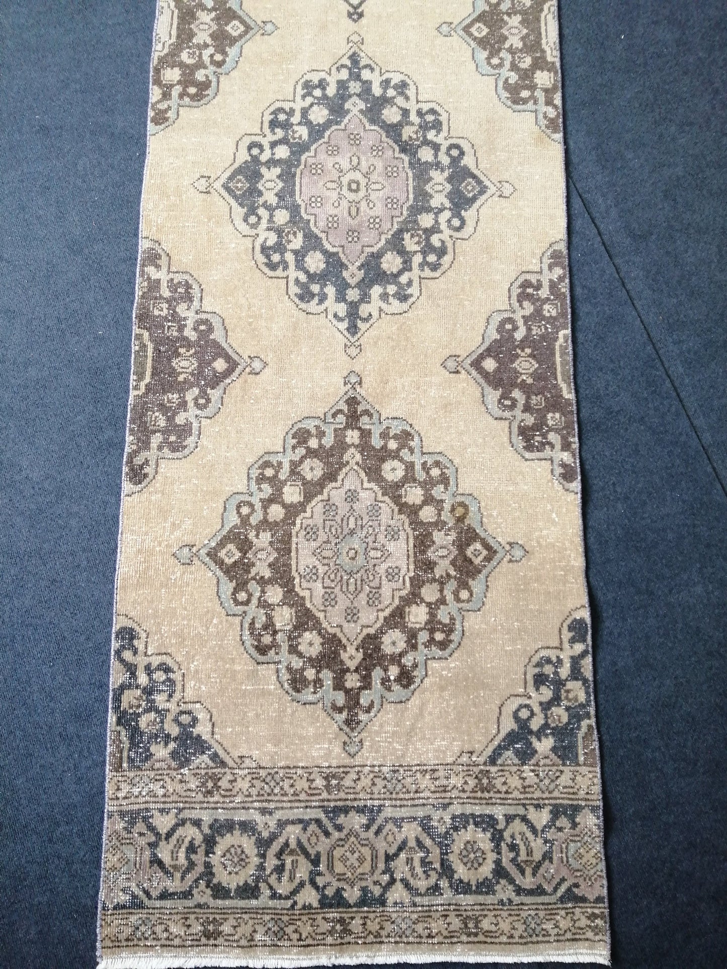 13.7 x 2.8 Vintage Oushak Runner Rug Turkish Runner Rug Vintage Runner Rug Hallway Runner Rug Kitchen Runner Rug Wool Runner Rug Wool Oushak