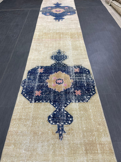 XL Wool Handmade Runner Rug 2.9 x 16.6 TURKISH Runner Rug Vintage Runner Rug Extra Long Runner Rug Staircase Runner rug Hand Knotted Runner