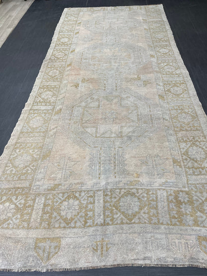 Muted Oushak Runner Rug 5 x 11.5 Vintage Turkish Runner Rug Vintage Runner Rug Hallway Runner Rug Kitchen Runner Rug Wool Runner Rug