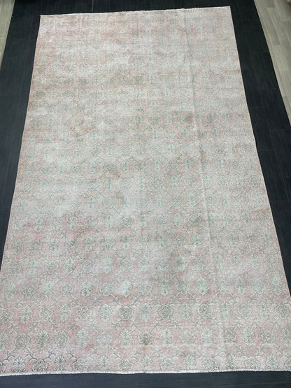 Large Muted Oushak Rug 7.2 x 12 Distressed Rug Vintage Turkish Rug Hand Knotted Rug Vintage Handmade Persian Rug