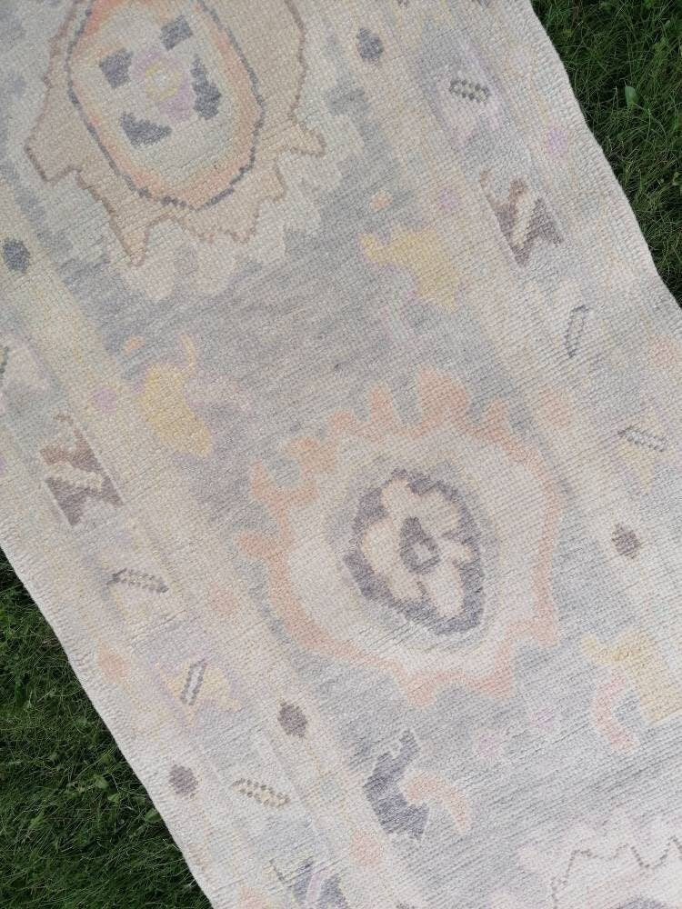 3x13 feet long oushak runner rug,turkish new production vintage oversize runner rug, hallway runner, kitchen runner, handmade wool runners