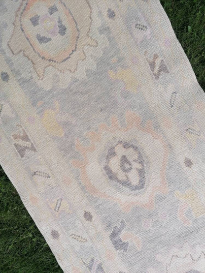 3x13 feet long oushak runner rug,turkish new production vintage oversize runner rug, hallway runner, kitchen runner, handmade wool runners