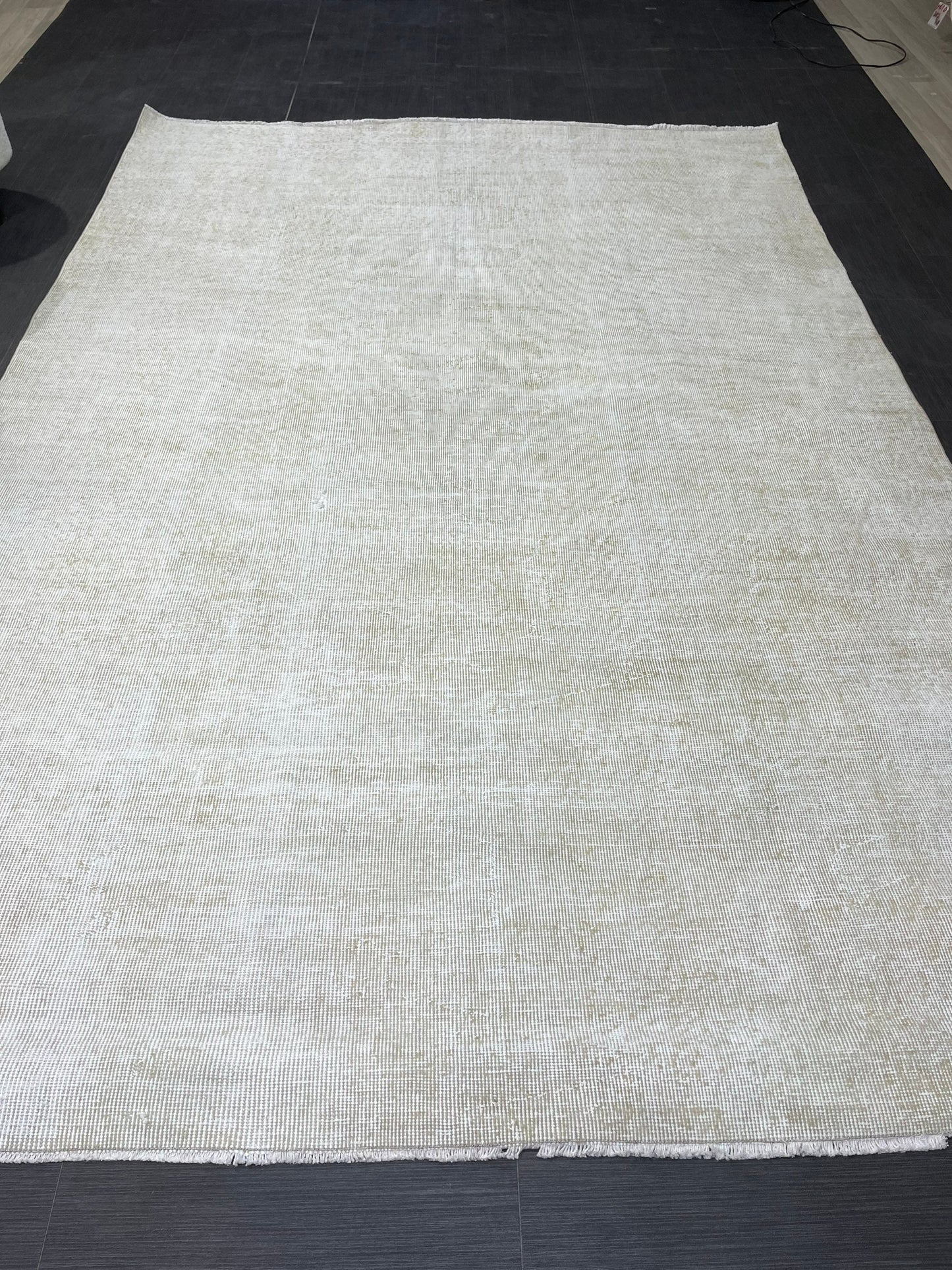 Neutral RUG, TURKISH Rug 6.4 x 9.4, Vintage Rug, Natural Wool Oushak Rug, Handmade Persian Rugs Vintage Plain Rug Neutral Oriental