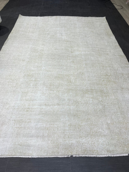 Neutral RUG, TURKISH Rug 6.4 x 9.4, Vintage Rug, Natural Wool Oushak Rug, Handmade Persian Rugs Vintage Plain Rug Neutral Oriental