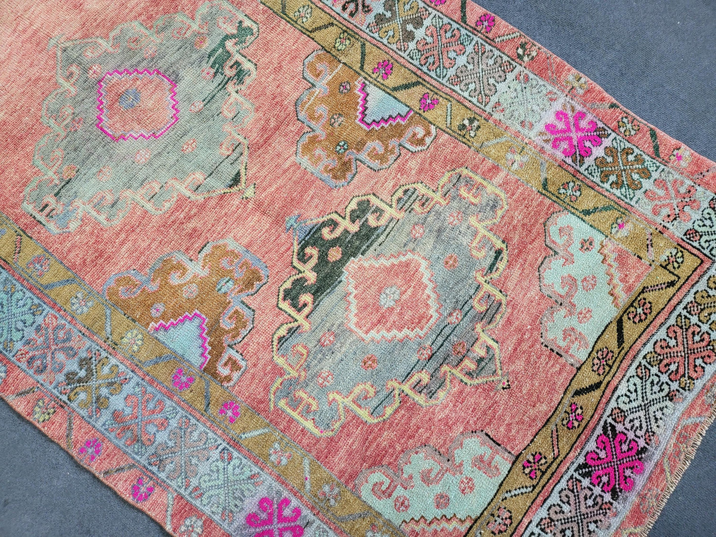 OUSHAK Rug, 3.8 x 6 TURKISH Oushak Rug Vintage Hand Knotted Rug Vintage Rug, Wool ANTIQUE Rug Handmade Rug, Vintageturkish_rug