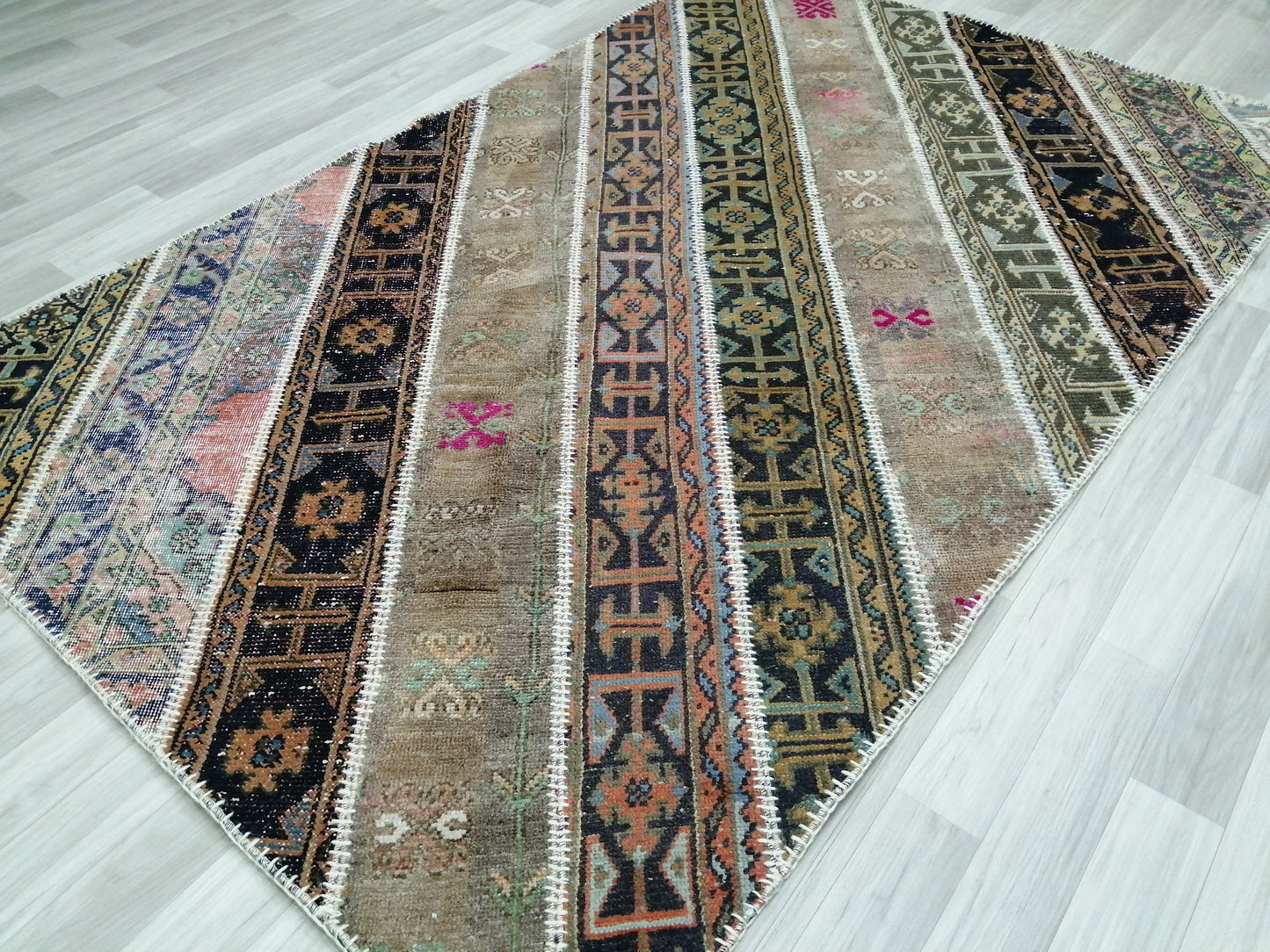 Hand Made Patchwork Rug, Oushak Rug, Rustic Rug, Bohemian Rug, Rug Runner, Turkish Rug, Farmhouse Rug, Vintage Rug, Wool rug