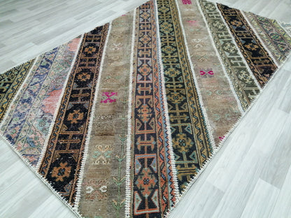 Hand Made Patchwork Rug, Oushak Rug, Rustic Rug, Bohemian Rug, Rug Runner, Turkish Rug, Farmhouse Rug, Vintage Rug, Wool rug
