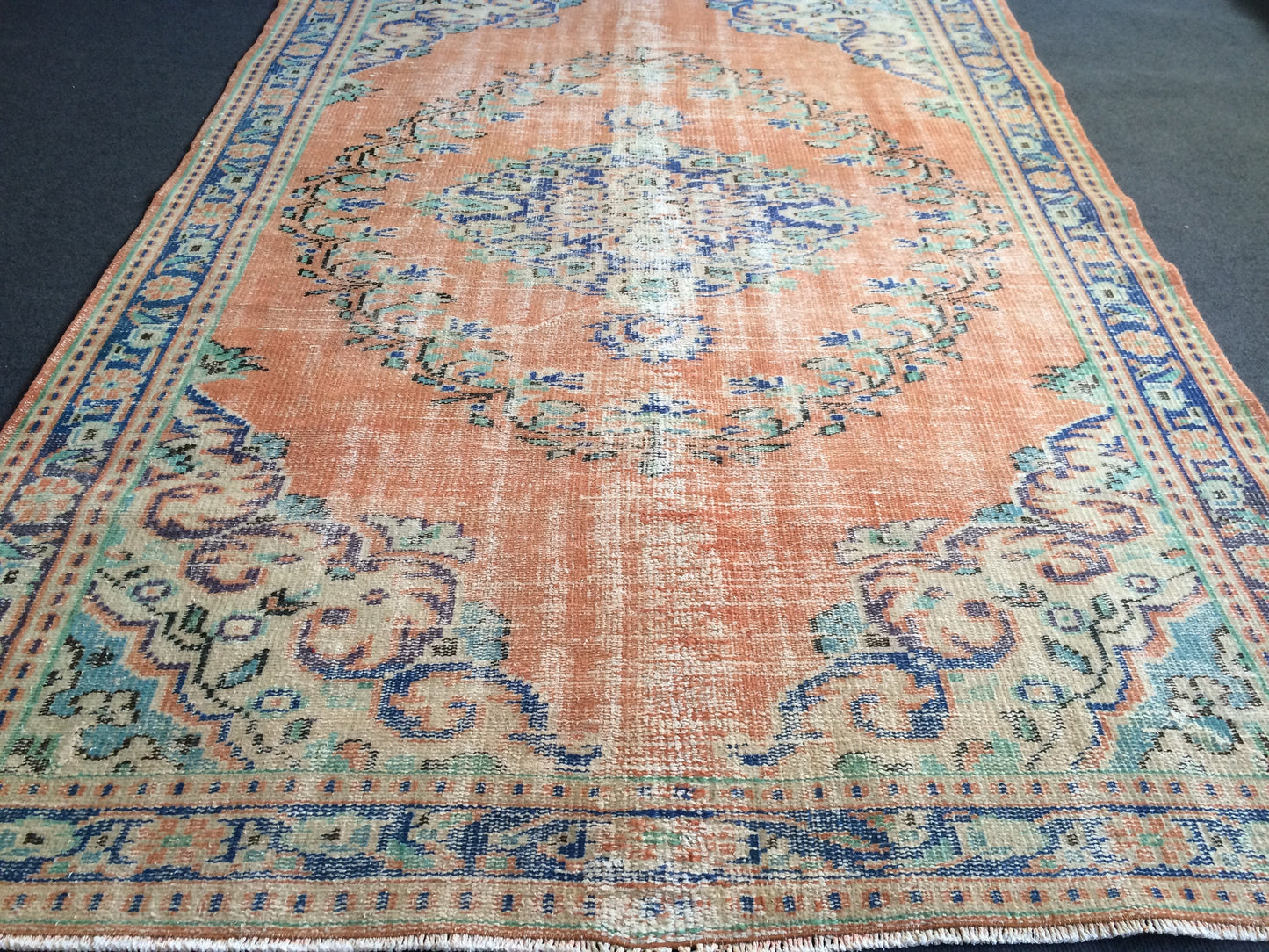Vintage Rug Turkish Rug Oushak  Rug Bohemian Rug Living Room Rug Wool Oushak Rug Hand Made Rug