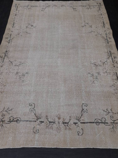 Neutral Oriental Rug TURKISH Rug 6.5 x 9.7 Distressed Vintage Antique Rug Vintage Wool Distressed Rug Neutral Hand Made Rug