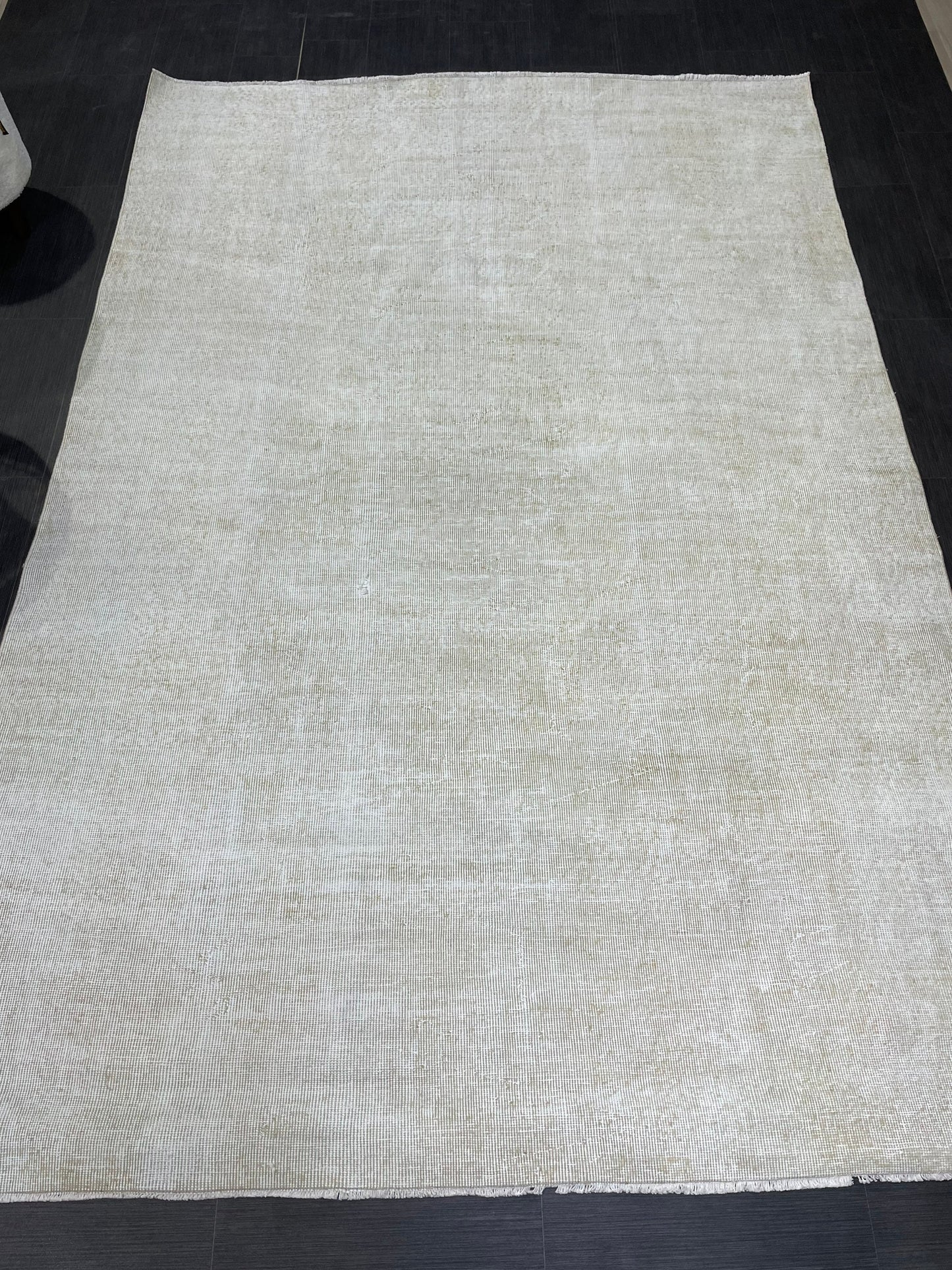 Neutral RUG, TURKISH Rug 6.4 x 9.4, Vintage Rug, Natural Wool Oushak Rug, Handmade Persian Rugs Vintage Plain Rug Neutral Oriental