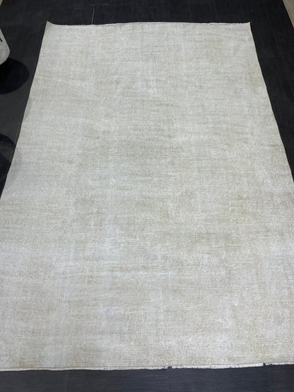 Neutral RUG, TURKISH Rug 6.4 x 9.4, Vintage Rug, Natural Wool Oushak Rug, Handmade Persian Rugs Vintage Plain Rug Neutral Oriental