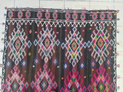 Turkish cicim rug,turkish kilim rug,nomadic cicim rug,anatolian area cicim rug,hand made kilim rug,decorative turkish kilim rug,141x57 inche