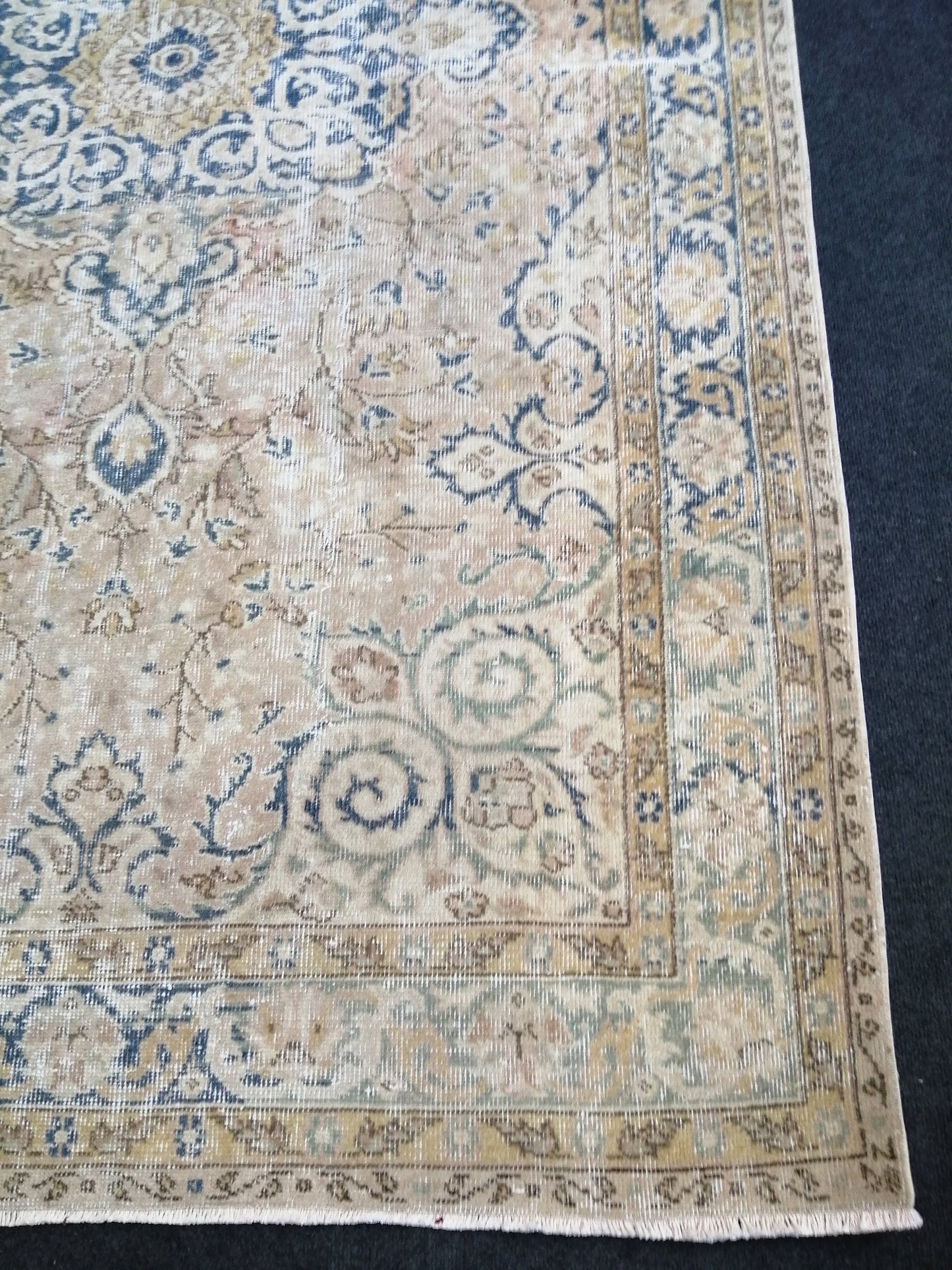 5.3 x 9 Vintage Rugs  TURKISH HAND MADE Rug Muted Vintage Turkish Rugs  Blue Persian Rug Turkish Oushak Rug, Vintage Oriental Rug, Wool Rug