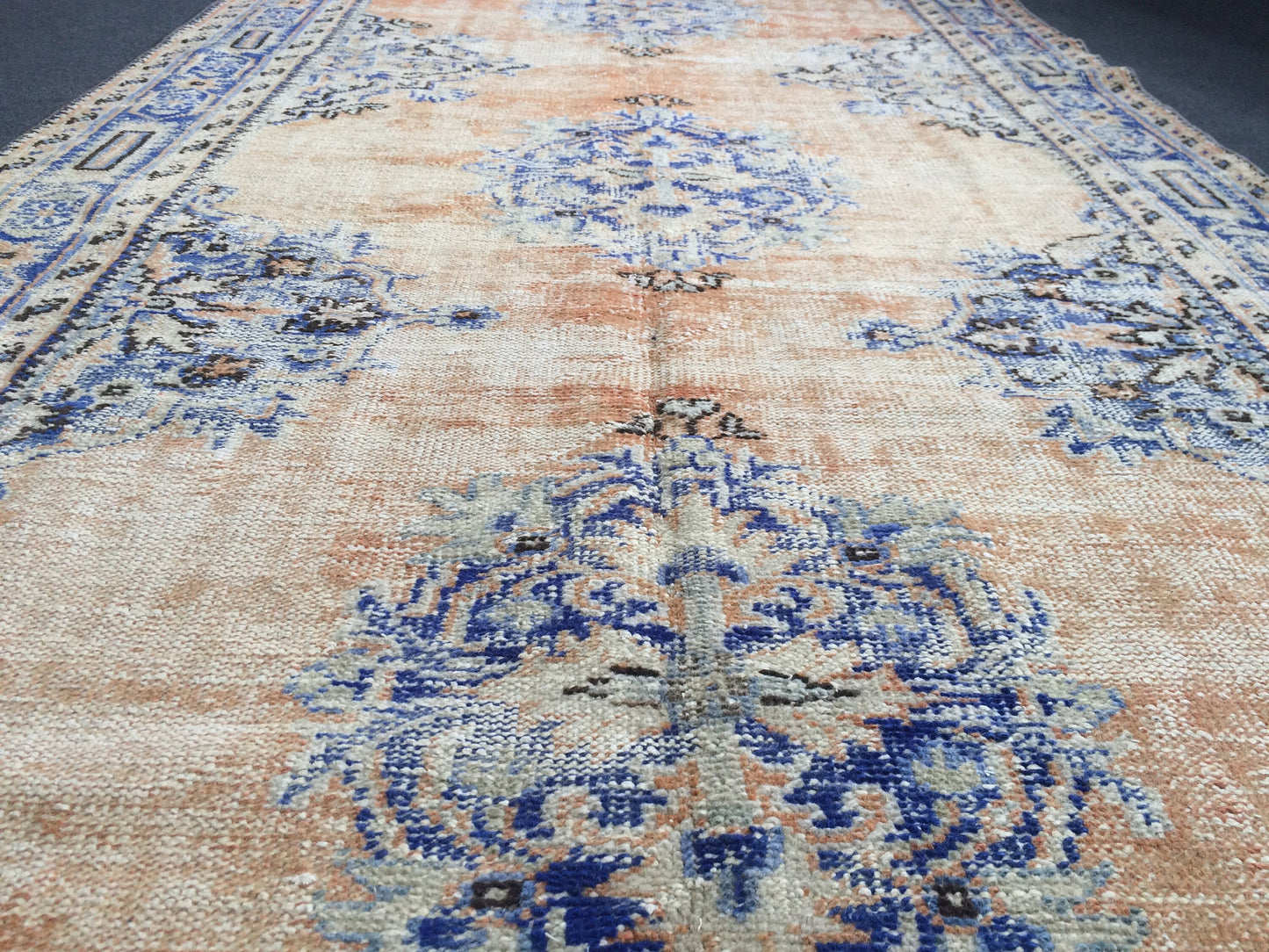 12 x 4.7 Oushak Runner Rug Turkish Runner Rug Vintage Runner Rug Hallway Runner Rug Kitchen Runner Rug Wool Runner Rug Wool navy dyes