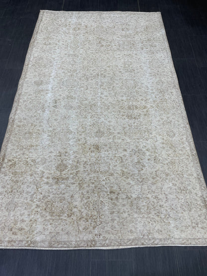 Muted Vintage Rug TURKISH Distressed Rug Vintage 5 x 8.4 Rug Oushak Rugs Muted Rug Turkish Oushak Rug, Vintage Oushak Rug Wool Rug