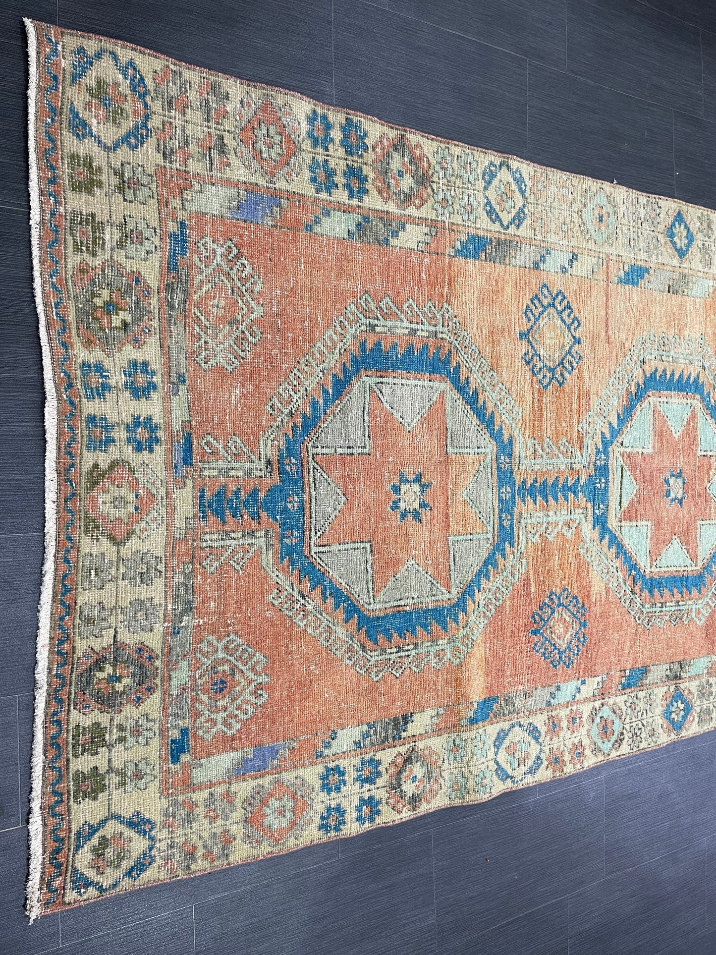 Oushak Runner Rug Turkish 4.6 x 12.5 Runner Rug Vintage Runner Rug Hallway Runner Rug Kitchen Runner Rug Wool Runner Rug Wool Oushak Rug