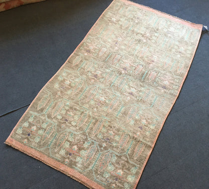 3.5x6 feet handmade vintage rug, turkish large bedroom rug, living room wool muted rug, wide kitchen area rug, oushak large bathroom rugs