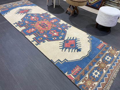 Vintage Runner Rug, Turkish Runner 2.8 x 9.2 Rug. Handmade Runner Rug, Hallway Runner Rug, Wholesale Runner Rug, Hand Knotted Runner Rug.