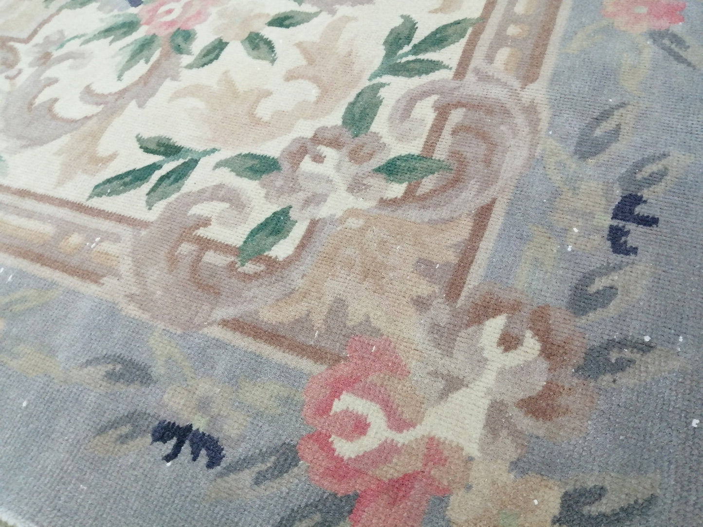 10 x 12.8 Hand Knotted Rug, Vintage  LARGE Rug, Handmade Rug, Floral Rug Rustic Rug Muted Large Rug, Nepal Rug  Fun Wool Rug 10x13 10x12