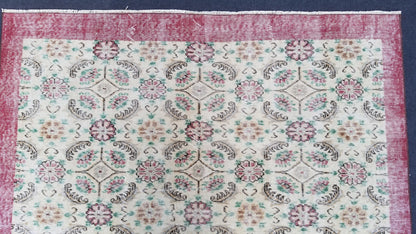 Oushak turkish rug, vintage rug, vintage oushak rug, vintage anatolian rug,kitchen runner rug unique hand made rug,bohemian rug 9'x5'6